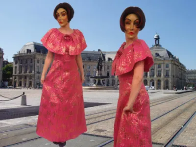 Abendkleid  Pink-Gold