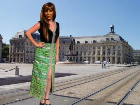 Abendkleid Schwarz-Grün