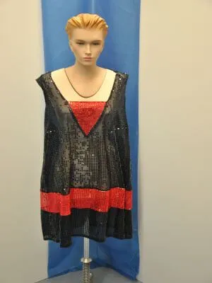 Charlstonkleid, Glitterkleid (schwarz/rot) Kostüm