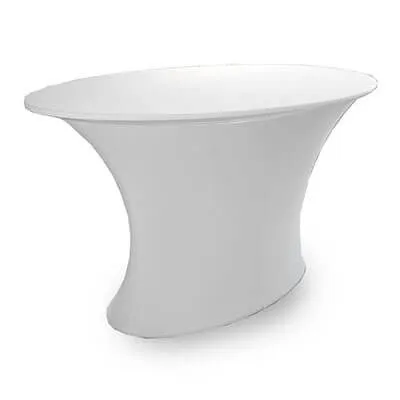 Stehtisch Oval mit Husse (weiss)