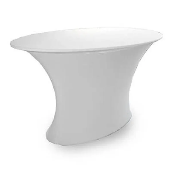 Stehtisch Oval mit Husse (weiss)