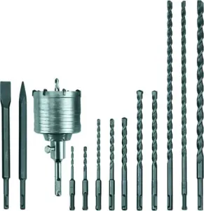 Bohrhammer mit 10 Bohrer, Bohrkrone, 2 Meißel