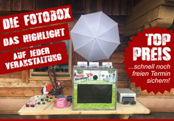 Fotobox für Geburtstagsfeier, Hochzeit, Firmenfeier, ... zum Mieten (Photo Booth, Foto Box)