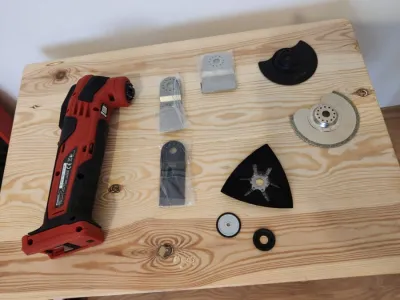 Einhell Akku Werkzeuge im Koffer - Bohrmaschine / Multifunktionswerkzeug / Winkelschleifer (Flex) inklusive Akku und Ladestation