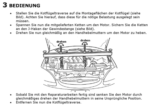 Kotflügeltraverse Motorbrücke