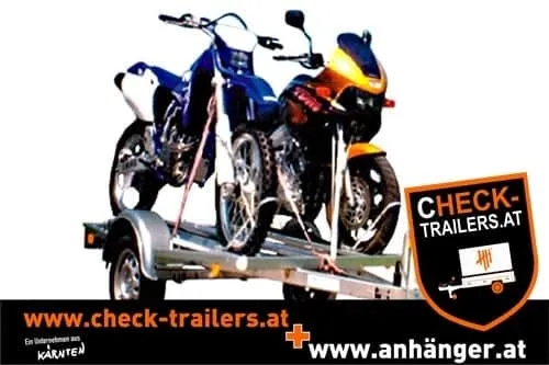 Motorradtransporter für 3 Motorräder, Mietanhänger 1000 kg