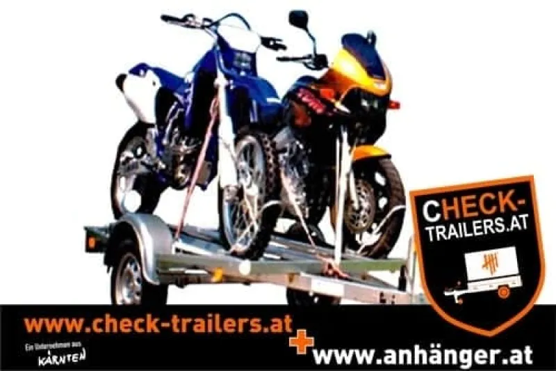Motorradtransporter für 3 Motorräder, Mietanhänger 1000 kg