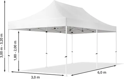 3x6 m Faltpavillon, ECONOMY Stahl 30mm, Seitenteil mit Panoramafenster