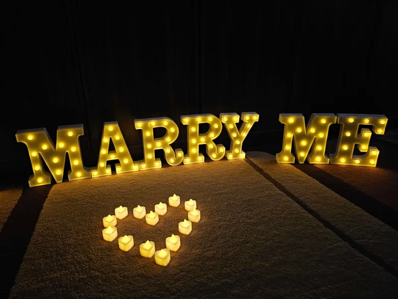 Will you marry me - LED Buchstaben (warmes Licht)