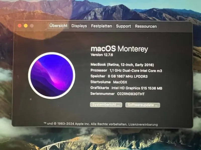 Apple MacBook 12"/ 8GB 256GB/ spacegrau (2016)/ 900g federleicht