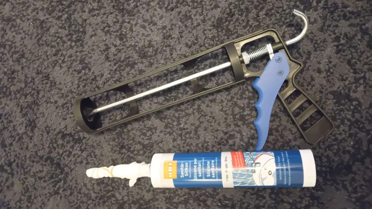 Kartuschenpresse + Sanitär-Silikon Grau