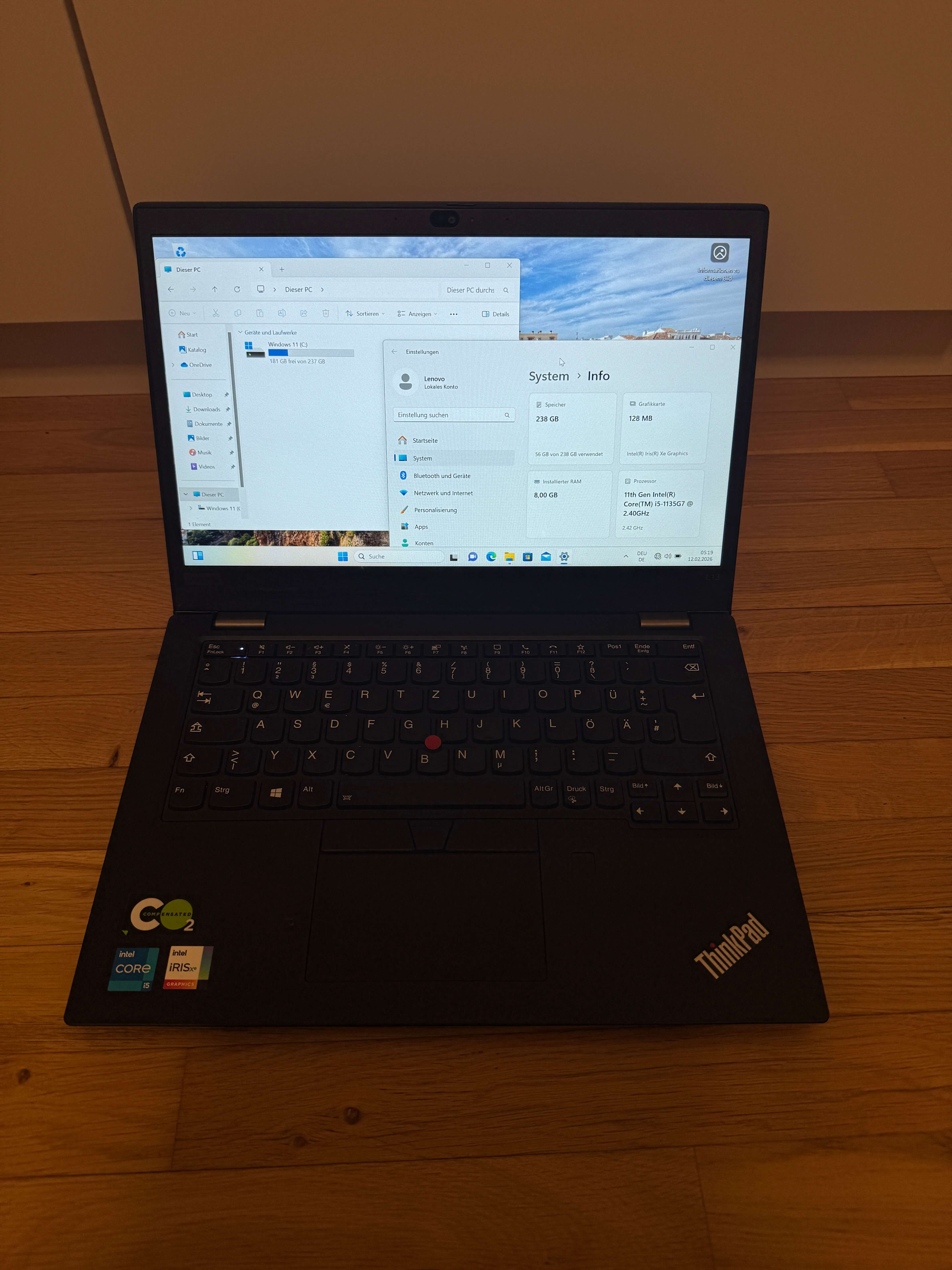 Lenovo L13 - Intel i5 11 Generation, 8GB RAM, 256 GB SSD - Windows 11 Pro