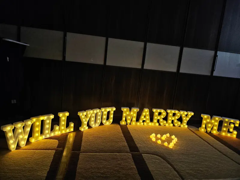 Will you marry me - LED Buchstaben (warmes Licht)