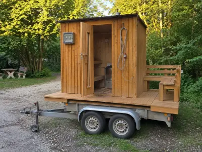 Mobile Sauna - mit Holzofen & Infrarot-Heizung