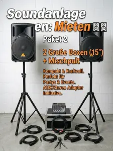 ​Zwei Aktivboxen + Mischpult mieten für Geburtstag & Hochzeit 