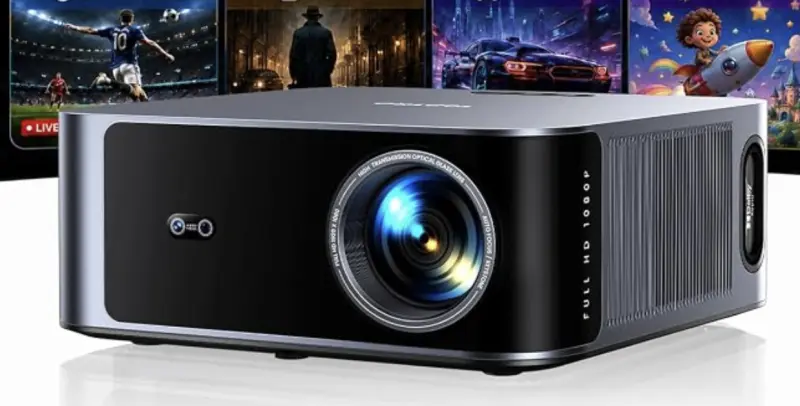 🎬 4K Beamer (2000 ANSI) & XXL 200-Zoll Leinwand mit Ständer –Heimkino